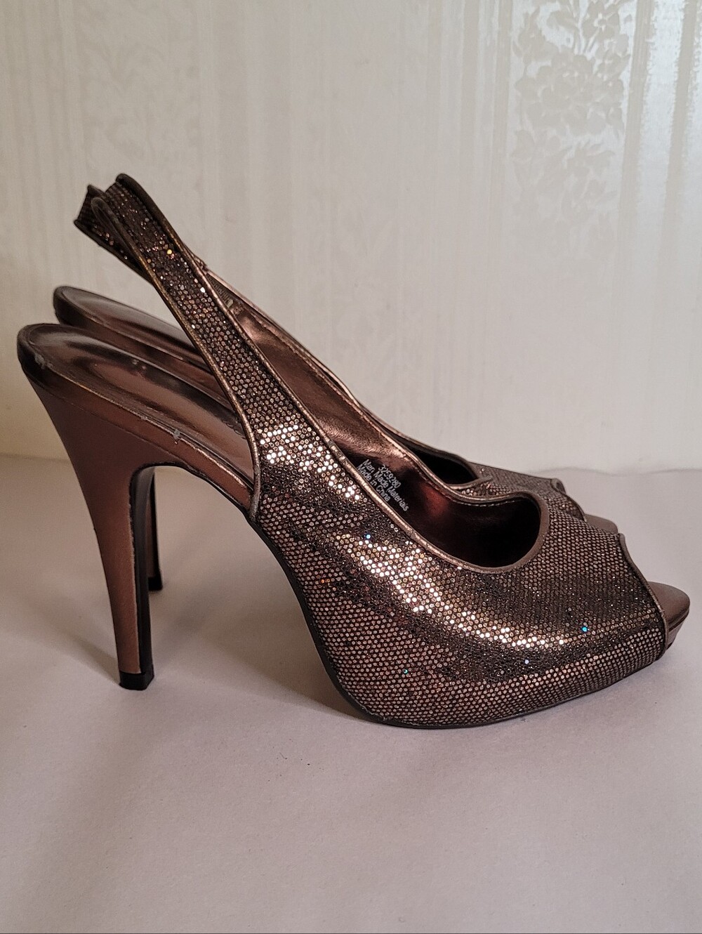 Lulu Townsend Bronze Glitter Stilettos - Picture 2 of 9